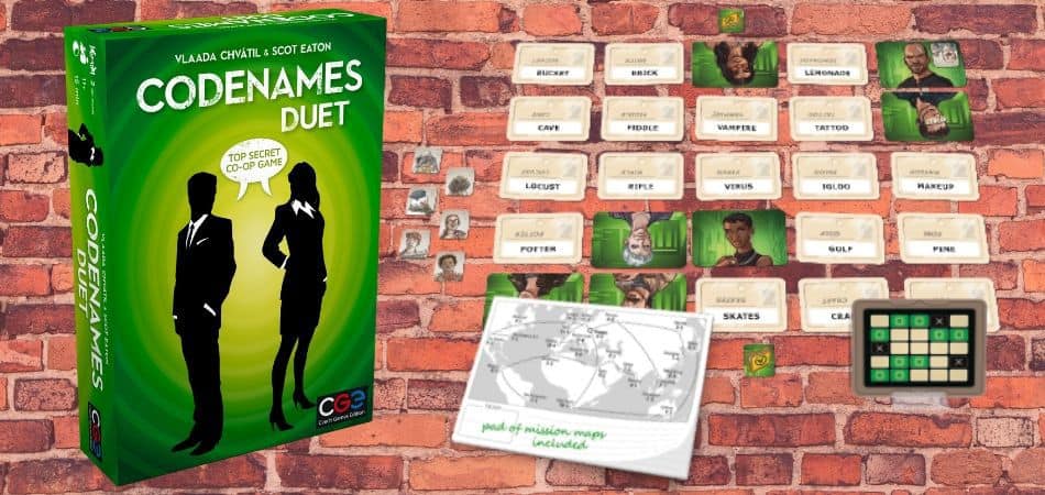 Коробка и набор карт для настольной игры Codenames Duet