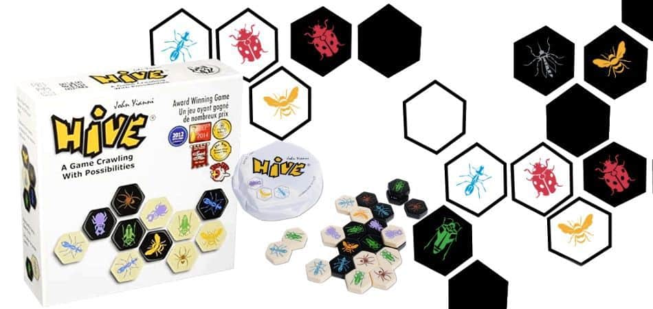 Коробка и компоненты настольной игры Hive