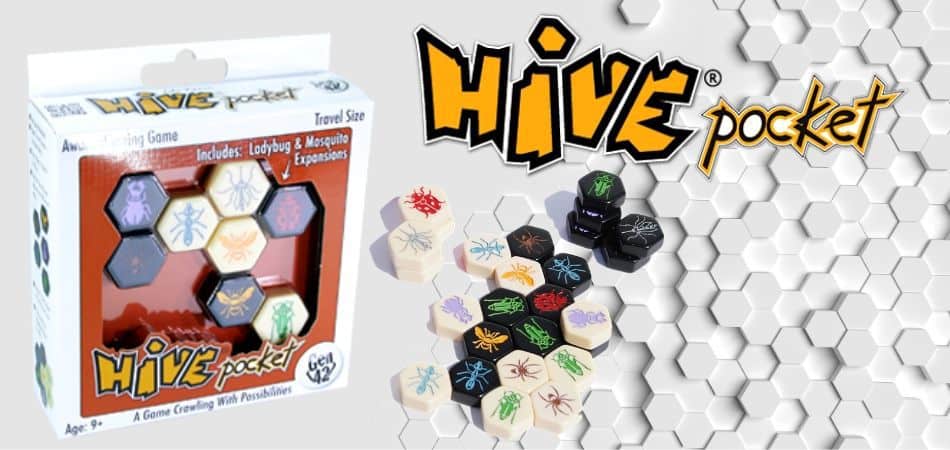 Коробка с настольной игрой Hive Pocket и логотип