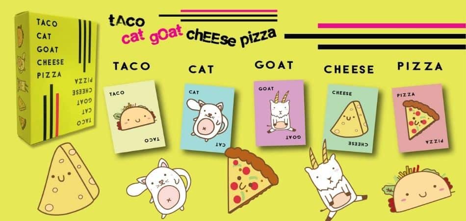 Коробка и карточки для настольной игры Taco Cat Goat Cheese Pizza