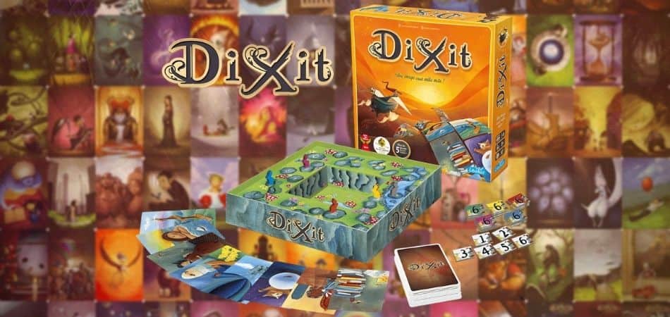 Коробка и компоненты настольной игры Dixit